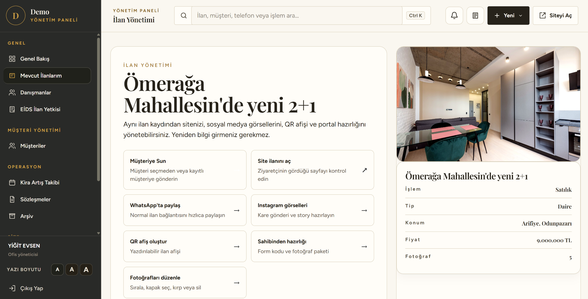 KonutAğı ilan yönetimi ekranı
